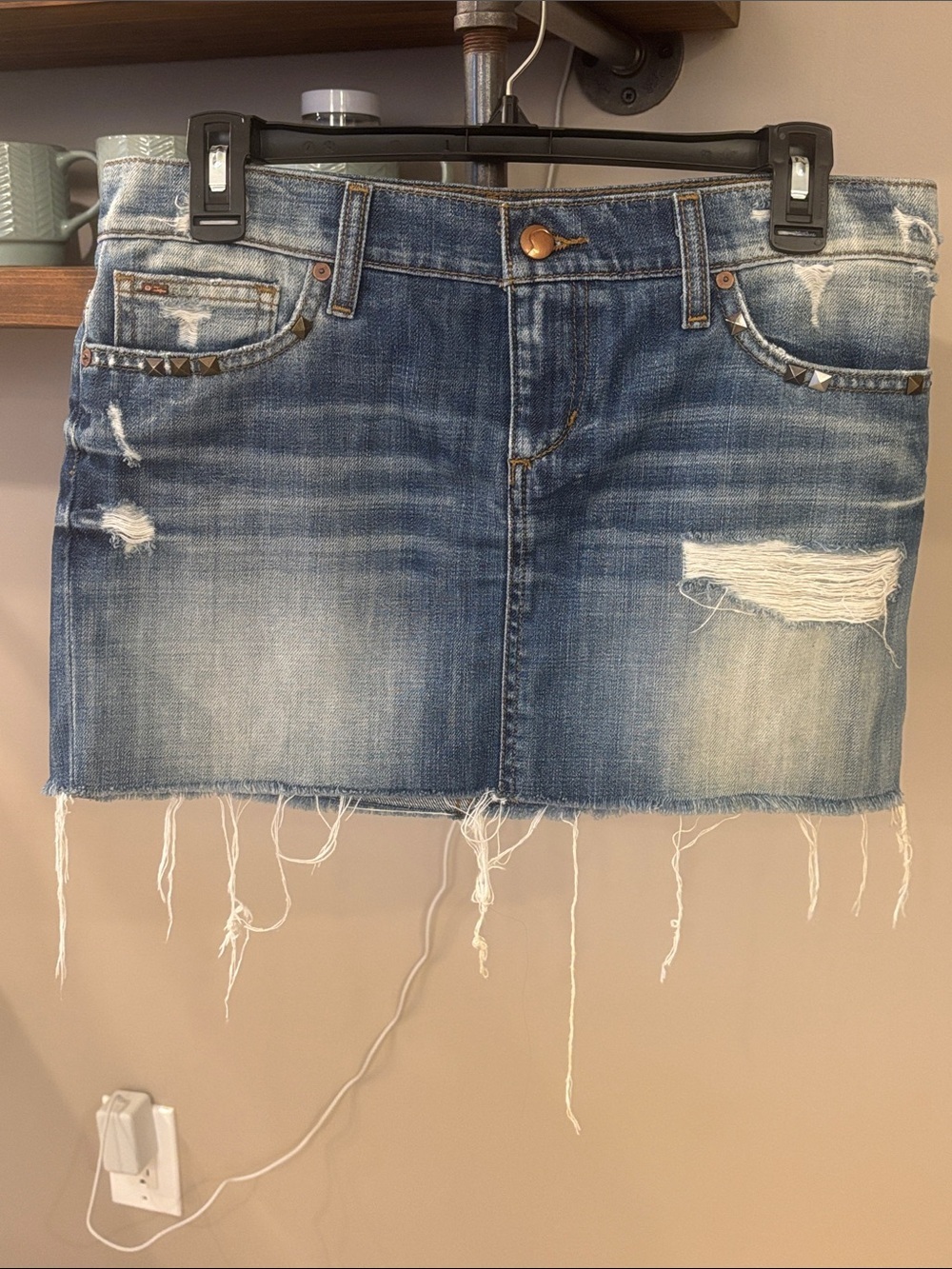 Joe's Jeans Studded Distressed Denim Mini Skirt | Size 27 | Y2K